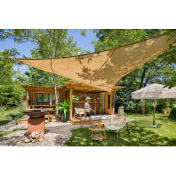 Voile d’ombrage triangulaire - NATUREL JUTE - 5 x 5 m - toile de jute naturelle beige - Jardiline