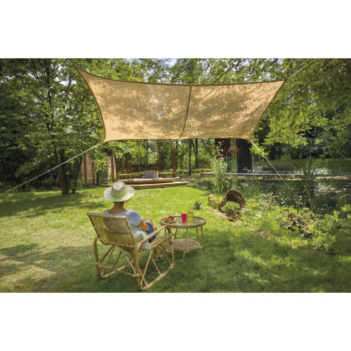 Voile d’ombrage rectangulaire - NATUREL JUTE - toile de jute naturelle beige - Jardiline