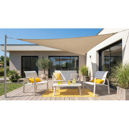 Voile d'ombrage triangulaire - Austral - sable 5 x 5 x 5 m - protection UV 90 % - Jardiline