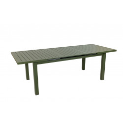 Table de jardin extensible - Santorin - aluminium kaki - 180/240 x 100 x 76 cm - 8 à 10 personnes - allonge automatique - Jardiline