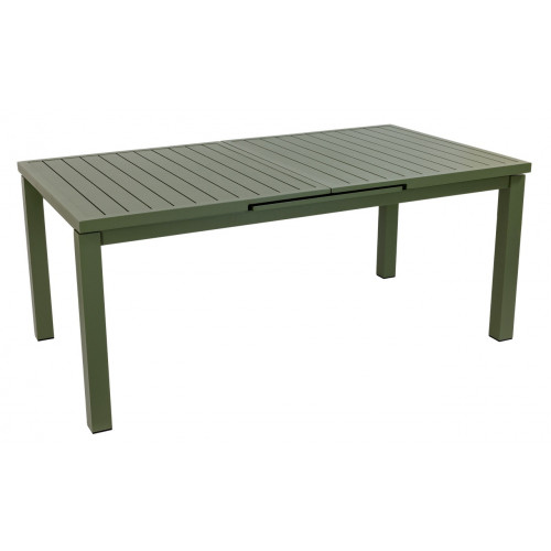 Table de jardin extensible - Santorin - aluminium kaki - 180/240 x 100 x 76 cm - 8 à 10 personnes - allonge automatique - Jardiline