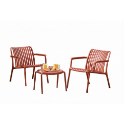 Chaise de jardin - Joysxee - polypropylène recyclé terracotta - fauteuil bas - 75,5 x 68 x 73,5 cm - Jardiline