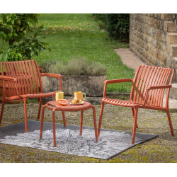 Chaise de jardin - Joysxee - polypropylène recyclé terracotta - fauteuil bas - 75,5 x 68 x 73,5 cm - Jardiline