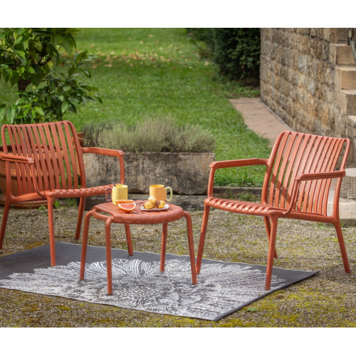 Chaise de jardin - Joysxee - polypropylène recyclé terracotta - fauteuil bas - 75,5 x 68 x 73,5 cm - Jardiline