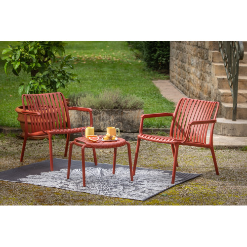 Chaise de jardin - Joysxee - polypropylène recyclé terracotta - fauteuil bas - 75,5 x 68 x 73,5 cm - Jardiline