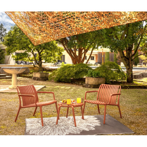 Table basse de jardin - Joysxee - résine polypropylène recyclé terracotta - ronde Ø50 cm - table d'appoint et repose-pieds - Jardiline