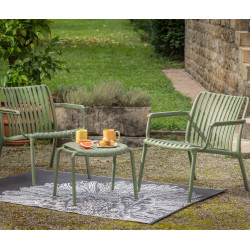 Table basse de jardin - Joysxee - résine polypropylène recyclé taupe - ronde Ø50 cm - table d'appoint et repose-pieds - Jardiline