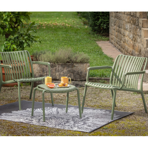 Table basse de jardin - Joysxee - résine polypropylène recyclé taupe - ronde Ø50 cm - table d'appoint et repose-pieds - Jardiline