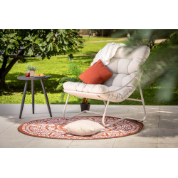 Fauteuil de détente - Bahamas - acier et résine époxy - coussin polyester beige grège - 78 x 86 x 83 cm de marque Jardiline, référence: J10105200