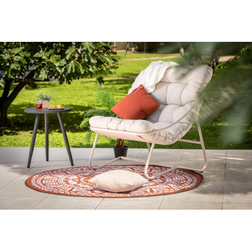Fauteuil de détente - Bahamas - acier et résine époxy - coussin polyester beige grège - 78 x 86 x 83 cm - Jardiline