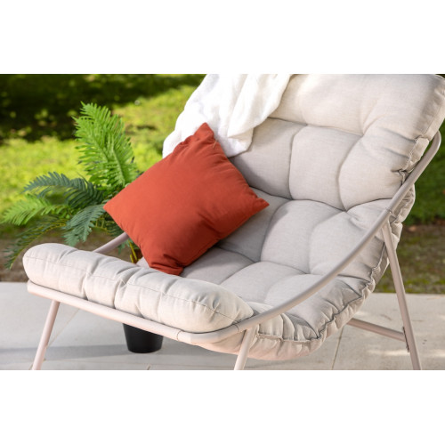 Fauteuil de détente - Bahamas - acier et résine époxy - coussin polyester beige grège - 78 x 86 x 83 cm - Jardiline