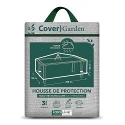 Housse de protection table de jardin - Cover Garden - Polyester imperméable - 260x100x50 cm - Grège chiné - Jardiline