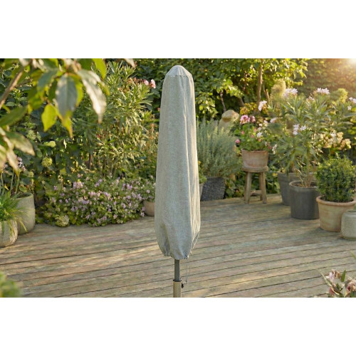 Housse de protection parasol droit - Cover Garden - Polyester imperméable - Jusqu'à Ø400 cm - Grège chiné - Jardiline