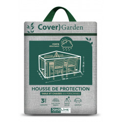 Housse de protection - Cover Garden - pour table rectangulaire 4 à 6 personnes avec chaises - 190 x 120 x 70 cm - Jardiline