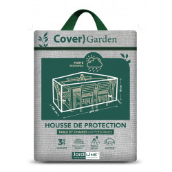 Housse de protection - Cover Garden - pour table rectangulaire 6 à 8 personnes avec chaises - 240 x 130 x 70 cm - Jardiline