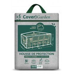 Housse de protection - Cover Garden - pour table rectangulaire 8 à 10 personnes avec chaises - 290 x 130 x 70 cm - Jardiline