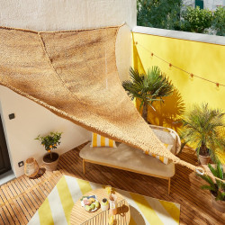 Voile d’ombrage triangulaire - NATUREL COCO - 3,50 x 3,50 m - fibre de coco naturelle marron - Jardiline