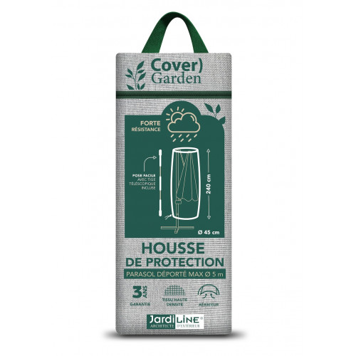 Housse de protection parasol déporté - Cover Garden - Polyester imperméable - Jusqu'à Ø500 cm - Grège chiné - Jardiline