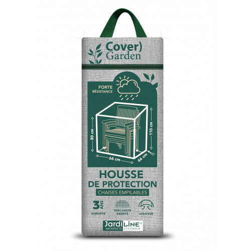 Housse de protection chaises empilables - Cover Garden - Polyester imperméable - 66x66x110 cm - Grège chiné - Jardiline
