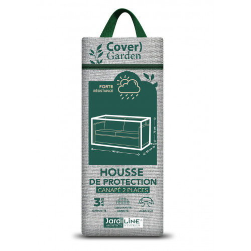Housse de protection canapé de jardin - Cover Garden - Polyester imperméable - 145x85x75 cm - Grège chiné - Jardiline