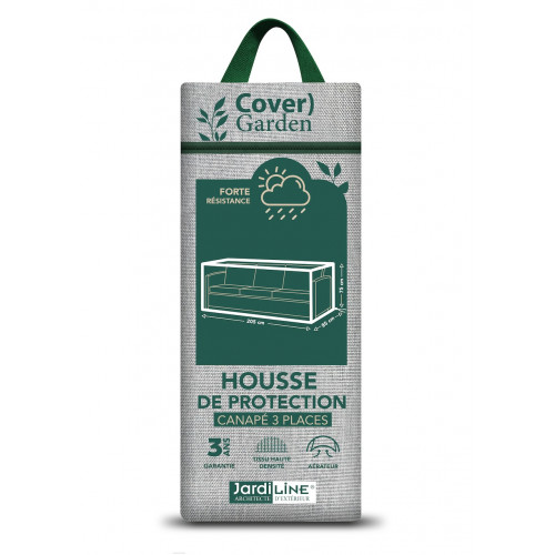 Housse de protection canapé de jardin - Cover Garden - Polyester imperméable - 205x85x75 cm - Grège chiné - Jardiline