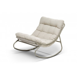 Fauteuil à bascule détente - Cuba - acier et résine époxy - coussin polyester beige grège - 78 x 107 x 69 cm - Jardiline