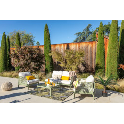 Salon de jardin - Henderson - polypropylène recyclé vert sauge - 4 places - canapé, fauteuils et table basse de marque Jardiline, référence: J10108200