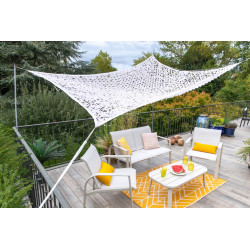 Salon de jardin - Komodo - aluminium et textilène - blanc - 4 places - sofa, 2 fauteuils et table basse - Jardiline