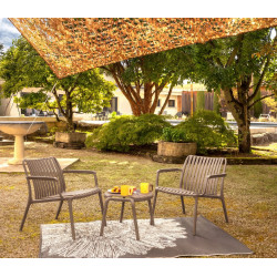 Table basse de jardin - Joysxee - résine polypropylène recyclé taupe - ronde Ø50 cm - hauteur 40 cm de marque Jardiline, référence: J10108500