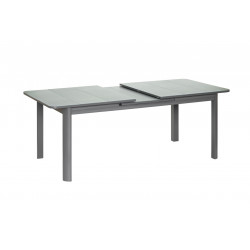 Table de jardin extensible - Milos - aluminium anthracite - plateau verre texturé grisé anti-rayures - 8 à 10 personnes de marque Jardiline, référence: J10108600