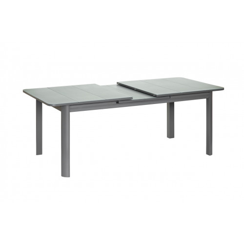 Table de jardin extensible - Milos - aluminium anthracite - plateau verre texturé grisé anti-rayures - 8 à 10 personnes - Jardiline