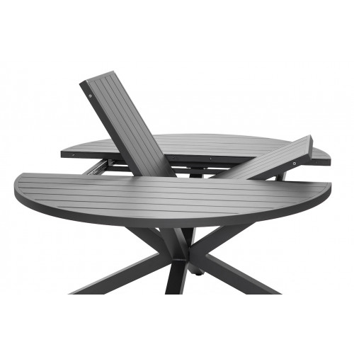 Table de jardin extensible - Palma - ronde en aluminium anthracite Ø145/199 x H75 cm - 8 à 10 personnes - Jardiline