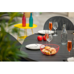 Table de jardin extensible - Palma - ronde en aluminium anthracite Ø145/199 x H75 cm - 8 à 10 personnes - Jardiline