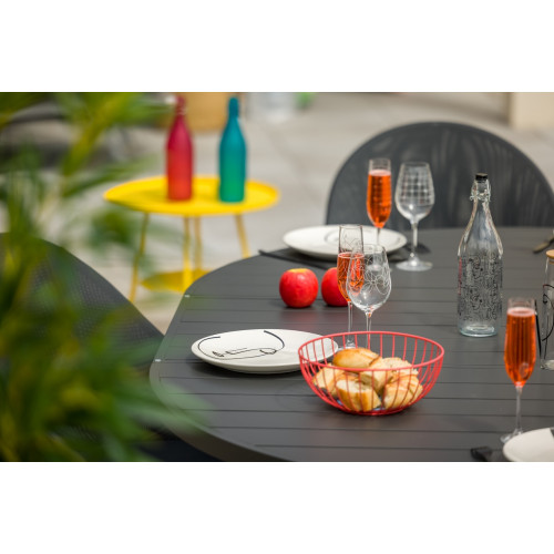 Table de jardin extensible - Palma - ronde en aluminium anthracite Ø145/199 x H75 cm - 8 à 10 personnes - Jardiline