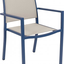 Fauteuil de jardin - Santorin - aluminium et textilène - gris bleuté - empilable - 58 x 55 x 85 cm - Jardiline