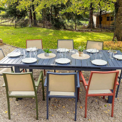 Fauteuil de jardin - Santorin - aluminium et textilène - gris bleuté - empilable - 58 x 55 x 85 cm - Jardiline