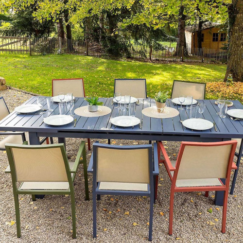 Fauteuil de jardin - Santorin - aluminium et textilène - gris bleuté - empilable - 58 x 55 x 85 cm - Jardiline
