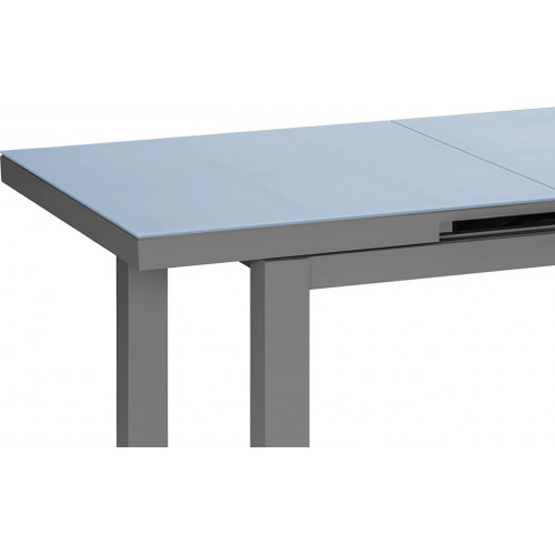 Table de jardin extensible - Ibiza - aluminium anthracite - plateau verre texturé fumé - 8 à 10 personnes - Jardiline