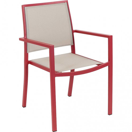 Fauteuil de jardin - Santorin - aluminium et textilène - terracotta - empilable - 58 x 55 x 85 cm - Jardiline