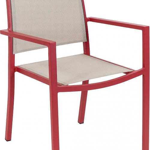 Fauteuil de jardin - Santorin - aluminium et textilène - terracotta - empilable - 58 x 55 x 85 cm - Jardiline