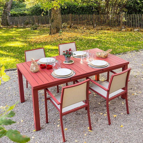 Fauteuil de jardin - Santorin - aluminium et textilène - terracotta - empilable - 58 x 55 x 85 cm - Jardiline