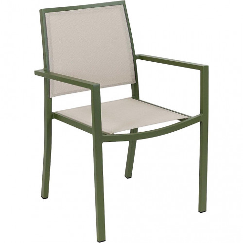 Fauteuil de jardin - Santorin - aluminium et textilène - kaki - empilable - 58 x 55 x 85 cm - Jardiline