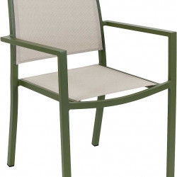 Fauteuil de jardin - Santorin - aluminium et textilène - kaki - empilable - 58 x 55 x 85 cm - Jardiline