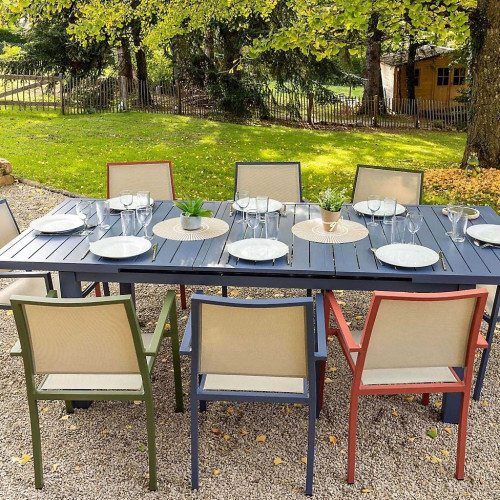 Fauteuil de jardin - Santorin - aluminium et textilène - kaki - empilable - 58 x 55 x 85 cm - Jardiline