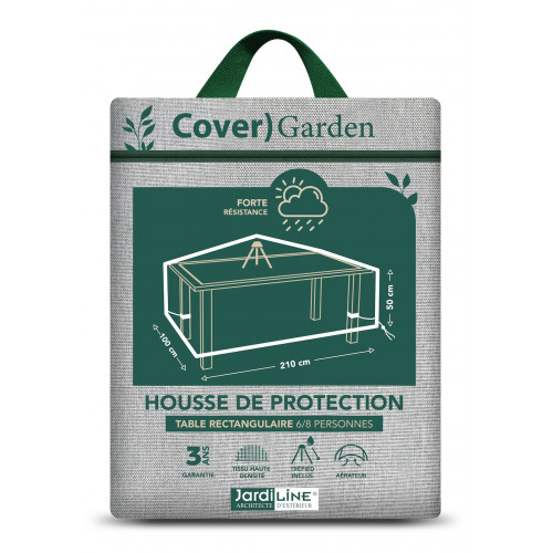 Housse de protection - Cover Garden - pour table rectangulaire 6 à 8 personnes 210 x 100 x 50 cm - Jardiline