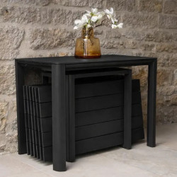 Table de jardin extensible - Roko - anthracite 6 rallonges - 2 à 14 personnes - Jardiline