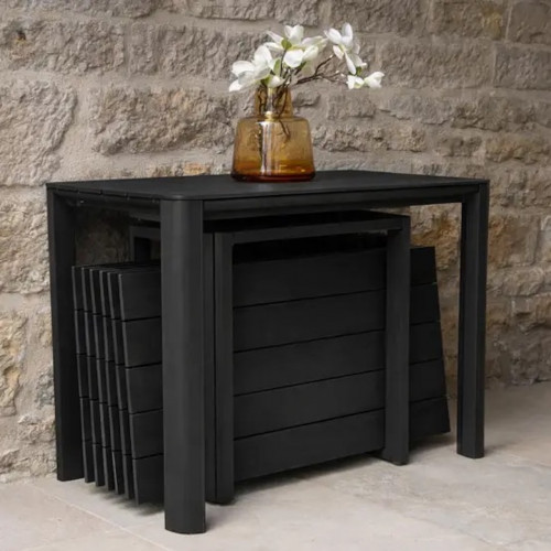 Table de jardin extensible - Roko - anthracite 6 rallonges - 2 à 14 personnes - Jardiline