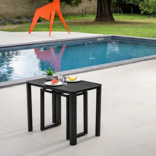 Table de jardin extensible - Roko - anthracite 6 rallonges - 2 à 14 personnes - Jardiline