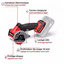 Disqueuse sans fil compacte - TP-CO 18/76-C Li BL - Ø 76 mm - 18 V - Brushless - Solo - Profondeur 16 mm - 20 000 tr/min RECONDI - EINHELL