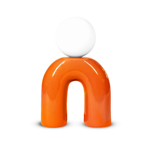 Lampe Pop u, orange, céramique, H.31 cm, G9 - LX FRANCE